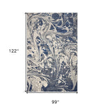 8'x10' Grey Blue Machine Woven Abstract Marble Indoor Area Rug