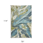7'x10' Teal Blue Machine Woven Watercolor Indoor Area Rug