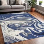 5inches x 7inches Blue Abstract Design Indoor Area Rug