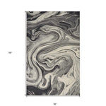 3inchesx5inches Grey Black Machine Woven Marble Indoor Area Rug