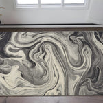3inchesx5inches Grey Black Machine Woven Marble Indoor Area Rug