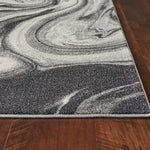 5inchesx8inches Grey Black Machine Woven Marble Indoor Area Rug