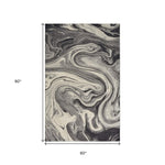 5inchesx8inches Grey Black Machine Woven Marble Indoor Area Rug