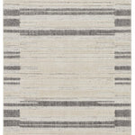 8inches Ivory Grey Machine Woven Abstract Lines With Fringe Indoor Runner Rug