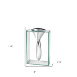 14 Mouth Blown Crystal Non Tarnish Aluminum and Glass Vase