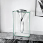 14 Mouth Blown Crystal Non Tarnish Aluminum and Glass Vase