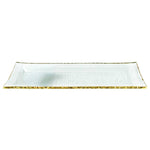 18 Mouth Blown Rectangular Edge Gold Leaf Serving Platter or Tray