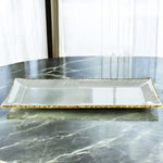 18 Mouth Blown Rectangular Edge Gold Leaf Serving Platter or Tray