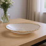 8 Hand Decorated Oval Edge Gold Leaf Serving Bowl