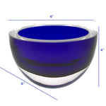 6 Mouth Blown European Made Lead Free Cobalt Blue Crystal Bowl