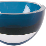 6 Mouth Blown European Made Lead Free Peacock Blue Crystal Bowl