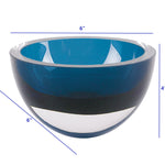 6 Mouth Blown European Made Lead Free Peacock Blue Crystal Bowl