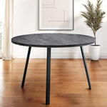 48inches Round Dining Room Table with Black Reclaimed Wood and Black Metal