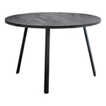 48inches Round Dining Room Table with Black Reclaimed Wood and Black Metal
