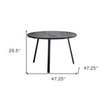 48inches Round Dining Room Table with Black Reclaimed Wood and Black Metal