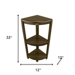 Teak Three Tier Corner Corner Shower Shelf  in  Brown Finish