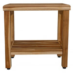 18inches Contemporary Teak Shower Stool or Bench with Shelf in Natural Finish