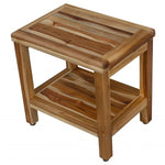 18inches Contemporary Teak Shower Stool or Bench with Shelf in Natural Finish