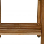 18inches Contemporary Teak Shower Stool or Bench with Shelf in Natural Finish