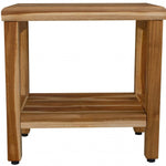 18inches Contemporary Teak Shower Stool or Bench with Shelf in Natural Finish