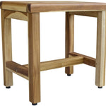 Compact Rectangular Teak Shower or Outdoor Bench in Natural Finish