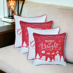Set of 4 18inches Merry Christmas Gift Throw Pillow Cover in Multicolor
