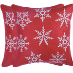 Set of Two Red 18inches Christmas Snowflakes Throw Pillow Covers