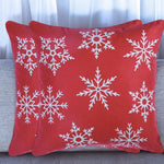 Set of Two Red 18inches Christmas Snowflakes Throw Pillow Covers