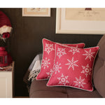 Set of Two Red 18inches Christmas Snowflakes Throw Pillow Covers