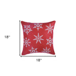 Set of Two Red 18inches Christmas Snowflakes Throw Pillow Covers