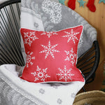 Set of Two Red 18inches Christmas Snowflakes Throw Pillow Covers