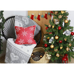 Set of Two Red 18inches Christmas Snowflakes Throw Pillow Covers