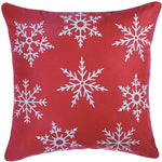 Set of Two Red 18inches Christmas Snowflakes Throw Pillow Covers
