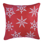 Set of Two Red 18inches Christmas Snowflakes Throw Pillow Covers