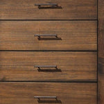 48inches Oak Finish 5 Drawer Chest Dresser with Brass Metal Hardware