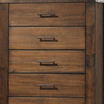 48inches Oak Finish 5 Drawer Chest Dresser with Brass Metal Hardware