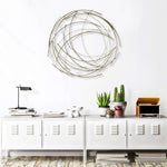 Silver Metal Abstract Round hanging Wall Art Decor