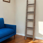 5 Step Rustic Espresso Gray Wood Ladder Shelf