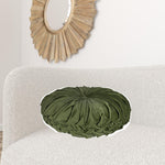 Green Round Tufted Velvet Pillow