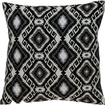 Jet Black and White Geo Throw Pillow