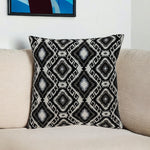 Jet Black and White Geo Throw Pillow