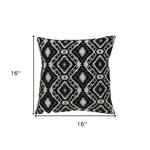 Jet Black and White Geo Throw Pillow