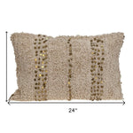 Boho Woven Shaggy Sequin Lumbar Pillow