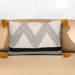 Beige and Black Knit Throw Pillow