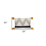 Beige and Black Knit Throw Pillow