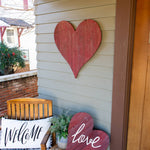 18inches Rustic Farmhouse Red Wooden Heart