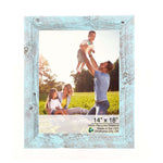 14inches x 18inches Rustic Farmhouse Light Aqua Blue Wood Frame