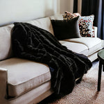 Premier Luxury Onyx Stripe Faux Fur Throw Blanket