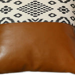 Warm Brown Faux Leather and Boho Abstract Pillow Cover