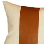 White and Brown Faux Leather Square Pillow Cover